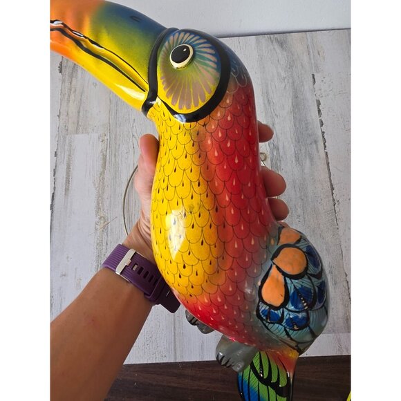 Vintage toucan ceramic Mexico hanging bird parrot decor tropical life-size lifel - Picture 12 of 13